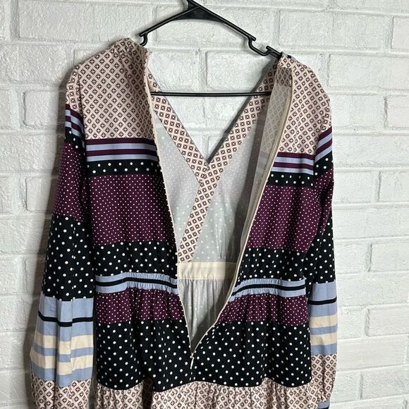 Gal Meets Glam Dakota Long Sleeve Fit and Flare Dress Purple Patterned size 6 - Picture 9 of 9